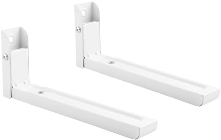 TM Electron Soporte para Microondas de Pared, Rieles Extensibles de 33cm a 48cm y Plegables, hasta 35kg, Fabricado en Acero, Color Blanco