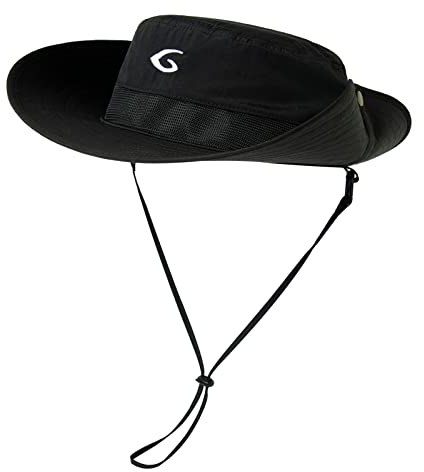 Comhats Herren Sonnenhut mit UV-Schutz - Atmungsaktiver, Faltbarer Boonie Outdoor Buschhut mit Kinnband für Sommer & Surfen Schwarz L/XL