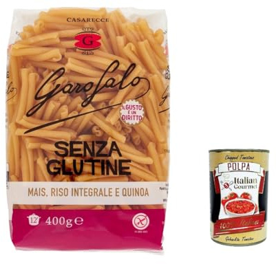 Italian Gourmet Casarecce Pasta Senza Glutine glutenfrei 20 x 400g | Mais-Reis Rezeptur, formato corto rigato per sughi, ohne Weizen, Gesamtnettogewicht 8 kg + Kostenlos Polpa 400g