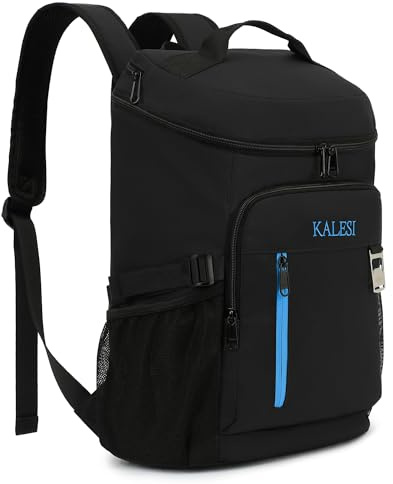 Kalesi Kühlrucksack mit 36 Dosen, leicht, isoliert, auslaufsicher, für Reisen, Camping, Mittagessen, Outdoor, Besteck-Rucksack für Damen und Herren (B-Floral-cool) (A-Black)