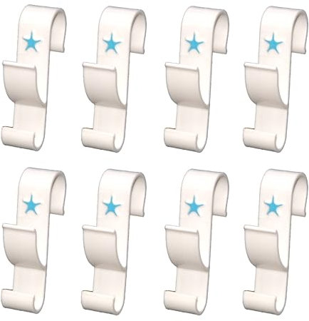 Ganci per Termoarredo Bagno Appendino con Decoro a Stella - Design Italiano, 8 Pezzi, Bianco