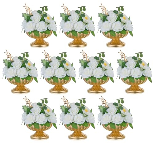 Inweder Metall Blumenvase für Tischdekoration: 10 Stück Vintage Gold Hochzeit Blumenarrangement Pot Vase für Blumen Kleiner Pflanzentopf Pflanzer Schüssel für Party Event Geburtstag Heimdeko
