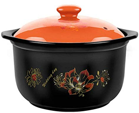 Olla de Barro para estofado de cerámica - Cocida a Alta Temperatura, Resistente al frío, Resistente al Calor, Almacenamiento térmico y Aislamiento - Capacidad 2,5 L_Naranja (Capacidad naranj