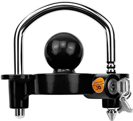 Covienapp Trailer Hitch Lock Tow Ball Lock Universal Adjustable Tow Lock with 11 Locking Positions for Trailer Horsebox,Includes 2 Keys,Black