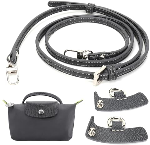 ZOLGINAH Schultergurt für Longchamp Tasche Damen, Schultergurt für Taschen Mini Bag Straps, No-Punch & Verstellbare, Leder Schulterriemen Umhängegurt für Taschen Riemen für Umhängetasche Pistolengrau