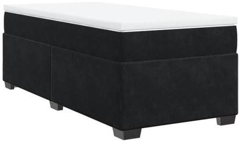 vidaXL Boxspringbett, Bett mit Matratze Matratzenauflage, Polsterbett Einzelbett für Schlafzimmer, Bettgestell mit Lattenrost, Schwarz 90x190cm Samt