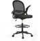 Naspaluro Bürostuhl mit Fußstützenring, Ergonomischer Schreibtischstuhl mit Atmungsaktiv Netzbespannung, Hochklappbare Armlehnen, Höhenverstellbarer Computerstuhl Leichter Stuhl 360° Drehstuhl Schwarz