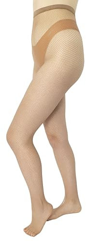 MANA MANA Medias De Rejilla Para Mujer, Visone M/L, Medias De Rejilla Sin Costuras, Medias De Cintura Alta Para Mujer, Medias Hasta El Muslo, Fabricadas En Italia