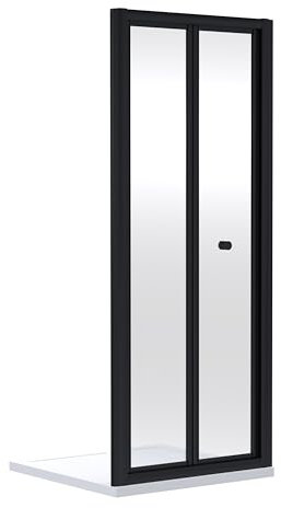 Ruwa 4mm Toughened Safety Glass Bi-Fold Shower Door - 1900 x 700mm - Matt Black - Balterley