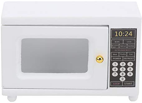 Dollhouse Microwave Oven, Exquisite Mini Wooden Kitchen Appliance with Opening Door, 12:1 Scale Modern Miniature Furniture for Dollhouses