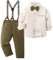 Amissz Baby Jungen Gentleman Set, Kinder Festliche Kleidung Taufkleidung Anzug Langärmeliges Shirt & Hosen Outfit Armee Grün, 3-4 Jahre