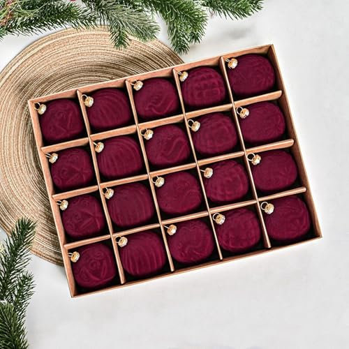 20 Pieces Velvet Christmas Balls | Christmas Tree Velvet Baubles | Velvet Christmas Ornaments | Christmas Tree Ball Ornaments | Hanging Flocked Ball For Window Door Wall 6cm