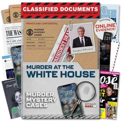 MMC Murder at the White House – Thrilling Murder Mystery Games for Adults in Washington D.C. – 37 Evidence Pieces, 150 Min Gameplay (3.5/5 Difficulty) – Cold Case Files Game for 1-10 Players