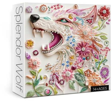 3D-Kristall-Wolf-Puzzles für Erwachsene, 1000 Teile, Bunte Juwelentiere, schöne Diamant-Blume, Fantasie-Puzzle