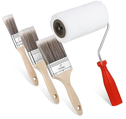 IWOWHERO 1satz Flachen Pinseln Und Farbroller Öl Und Wasserfarben Pinsel Farbroller Für Wände Decken Und Böden Leichte Holzgriffe Für Gleichmäßigen Farbauftrag