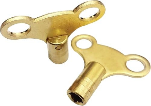 Radiator Bleed Key- Radiator Valve Clock Key for Bleeding and Air Vent- Made of Solid Brass- Pack of 2 (6mm (Key No. 15))