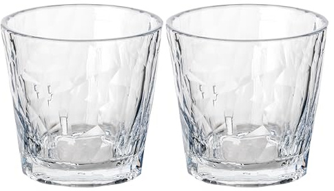 koziol Superglas Club No. 22, 2 Stück, 250 ml, Wein-Tumbler, Glas aus kristallklarem Kunststoff, luxuriös, unzerbrechlich, wiederverwendbar, Party, Camping, 2er Set