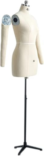 AVLLSO Mannequin Büste Weibliche Kleiderform mit Stativständer Ansteckbarer Puppenkörper für Anfänger-Schneiderinnen(with Arms,XXL-88)