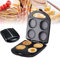 1400 W Mini-Antihaft-Grillplatte, elektrischer Arepa-Maker, tragbare Pfannkuchenpfanne, stellen Sie 4 einzigartige Flapjacks her, Einzellochdurchmesser 10 cm, für gesundes Kochen von Spiegeleiern, Bur