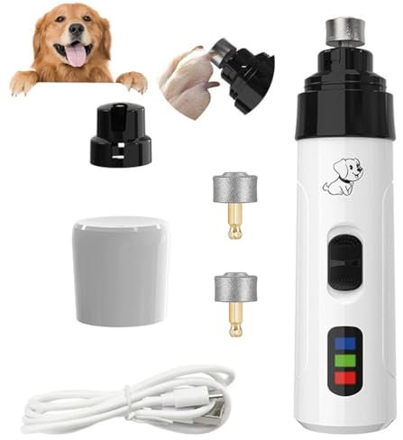 Heusom Silent Groom Pro Nail Grinder, 2025 New Dog Nail Trimmer, Rechargeable USB Charging Pet Nail Grinder, Electric for Dogs and Cats Nail Clippers Pet Paws Grooming Tool (1 Set+2 Grinding Head)