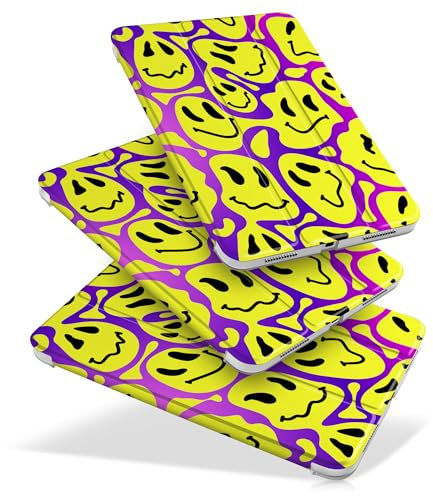 MEEgoodo for iPad A16 11th Generation Case 2025 11 inch, Tablet Cases for iPad 10th Generation 2022, Tablet Cover with Silk Texture & PC Clear Back Cover, Funny Melt Smiley Faces