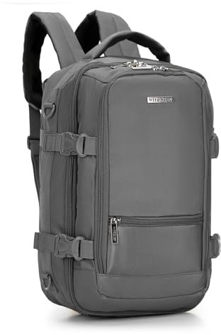 WITTCHEN Urban | Kabinenrucksack | Laptop-Rucksack | Multifunktionaler 2-in-1-Reiserucksack | Rückentasche mit RFID-Schutz | kompatibel mit Wizz Air, LOT, Ryanair | Größe 40x25x20 cm | Farbe: Grau