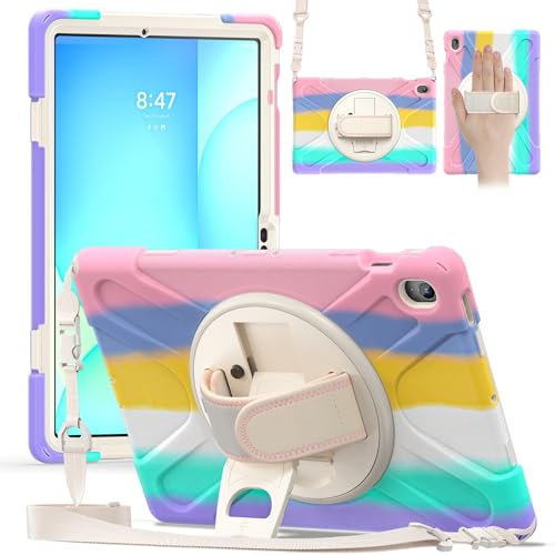 Tablet PC Caso Custodia in TPU antiurto resistente compatibile con Samsung Galaxy Tab S10 FE+ Plus da 13,1 pollici (SM-X620/X626), custodia protettiva antiurto con cavalletto girevole, maniglia e trac