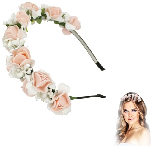 VIDSTW Blumenkranz Haare Haarschmuck Blumen Wunderschöne Blumen Haarreif | Dirndl Haarreif Dchleier Braut Damen Mädchen Kopfschmuck Mit Blüten für Hochzeit Karneval Geburtstag Party