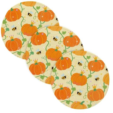 3 Pz Assorbono Acqua Pad di Cottura per Hot Pot Zanies Corona Zucca Arancione Api 15 Poliestere-Cotone Filo Weave Decorazione Della Casa alfombrilla de para cocina