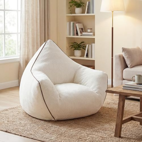 HOOBRO Pouf Poire en Velours Côtelé, Beige EBE03SO01
