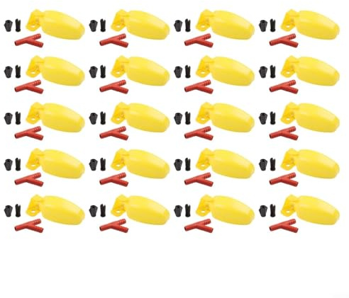Automatische Tauben- und Wachtelbewässerung, 20 Stück, gelbe Trinkschale für Vogelkäfig, Voliere, Garten, Außenbereich, sauberes Design (20-teiliges Set)