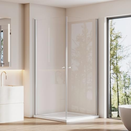 Cozynest Duschkabine 90x90x185cm Eckeinstieg Dusche Doppelt Pendeltüren | Eckdusche Duschtür Dusche 6mm ESG Sicherheitsglas Hebe-Senk-Mechanismus