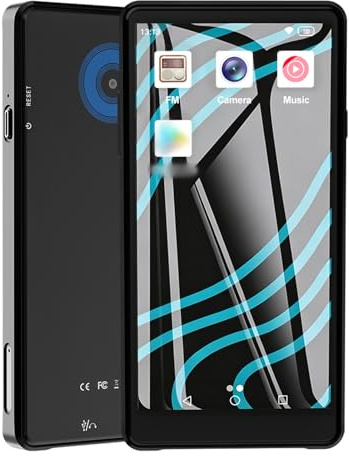 PUSOKEI Lettore MP3 con Bluetooth 5.0, Lettore Musicale Digitale con Touchscreen Completo da 4,99 e Altoparlante, 4 GB di RAM, 64 GB di ROM, Lettori MP4 1080P con Fotocamera da 1