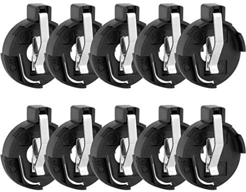 sourcing map CR2016 2025 2032 Coin Cell Button Power Supply Holder Socket Black 10 Pcs
