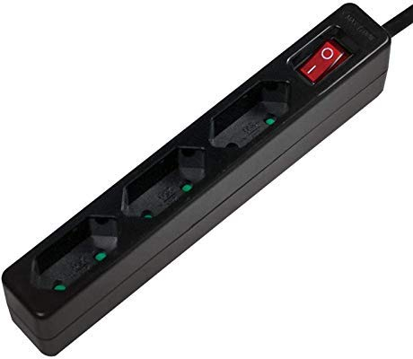 Faconet® 3fach Steckdosenleiste schmal mit Schalter 1,5 Meter Anschlusskabel schwarz
