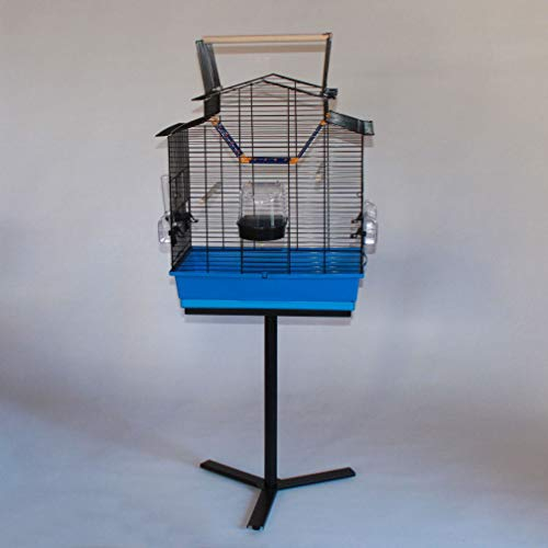 XXL Blauer Vogelkäfig Wellensittich Kanarien mit Freisitz & Zubebör + Ständer