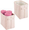mDesign panier rangement tissu avec doublure et design structuré (lot de 2) – rangement maquillage idéal – boite de rangement pratique en coton pour la salle de bain avec poignée – rose clair