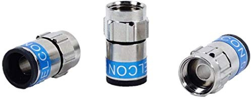 Cabelcon F-6-TD 5.1TI Self Install Nitin mit integriertem O-Ring (wasserdicht) F-Stecker blau RG6 / 7mm, silber/blau, 50 stück