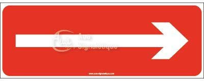 AUA SIGNALETIQUE - Panneau flèche droite rouge - 160x60 mm, Aluminium Dibond 3mm