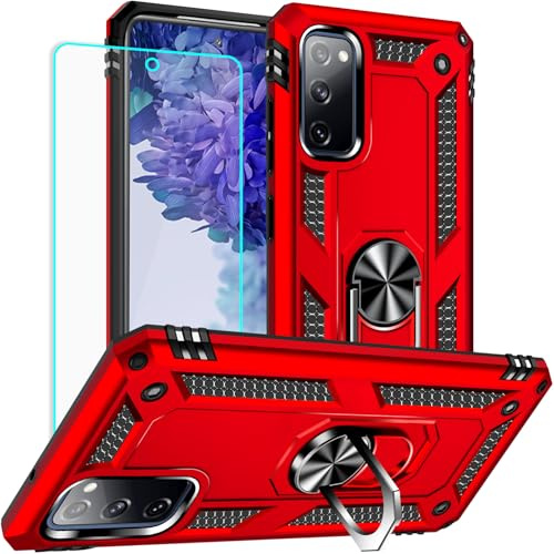 Yiakeng Coque Samsung S20 FE 5G, Silicone Antichoc Défense Bumper Armure Housse Etui (Rouge)