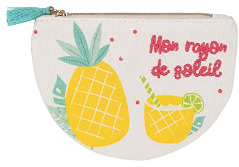 DRAEGER PARIS 1886 - Porte-Monnaie Mon Rayon De Soleil - 100% Coton 340g/m² - Accessoire Coloré & Pratique Fermeture Éclair - Cadeau Original Anniversaire & Fête des Mères - Dimensions 12,9x9,5 cm