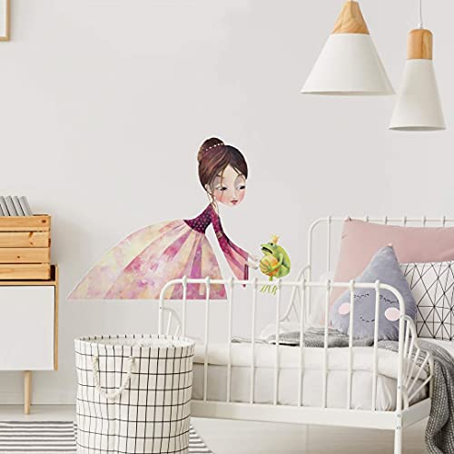 Prinzessin Märchen Froschkönig Wandtattoo Kinderzimmer 120x87cm Wandsticker goldene Kugel selbstklebend Deko Aufkleber