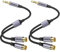 MOSWAG 3,5-mm-auf-Doppel-Cinch-Audiokabel 2er Pack, 2 Buchse RCA-Kopfhörerbuchse auf RCA-Stereo-Audio-Adapter Kompatibel mit Kopfhörern, Heimsystemen, Autoradio, iPod, iPhone, MP3-Player usw.
