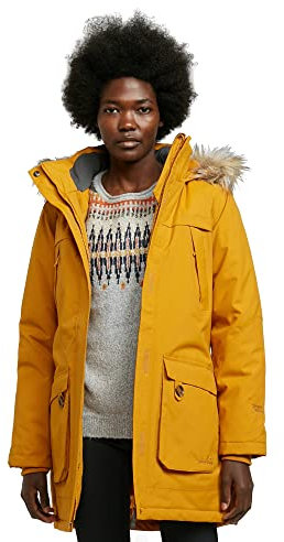 Peter Storm Women’s Paloma Parka Jacket with Faux Fur Lined Hood and 4 Pockets, Waterproof, Insulated (UK, Numeric, 12, Regular, Regular, Yellow)