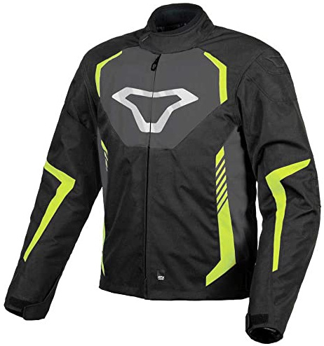 Macna Unisex Tazar Textiljacke für Motorrad, wasserdicht Jacke, Schwarz/Gelb, XL