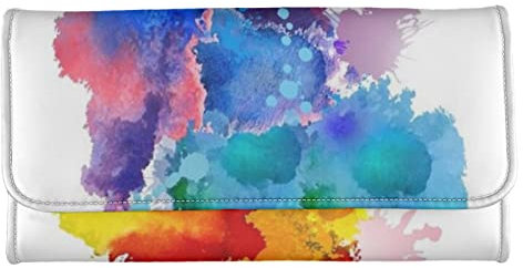 Howilath Damen-Geldbörse, Blumenmuster, Tiere, Hund, Eule, Schmetterling, bedruckt, lange Geldbörse, schmale Designer-Geldbörse, dreifach gefaltet, lange Geldbörse, Splash Ink, Casual