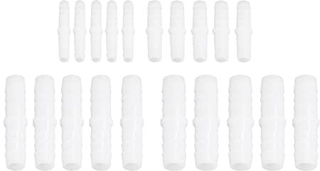10Pcs Tubo di Plastica Portagomma Raccordo Dritto Uguale Spinato Splicer Mender Tubo Tubo Giunto Adattatore per Aria Acqua Combustibile Bianco(6-6mm straight through)