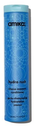 amika hydro rush intense moisture hair conditioner - hydrating hair care for dry + textured strands - silicone + sulphate free conditioner with hyaluronic acid, squalane + polyglutamic acid (275 ml)