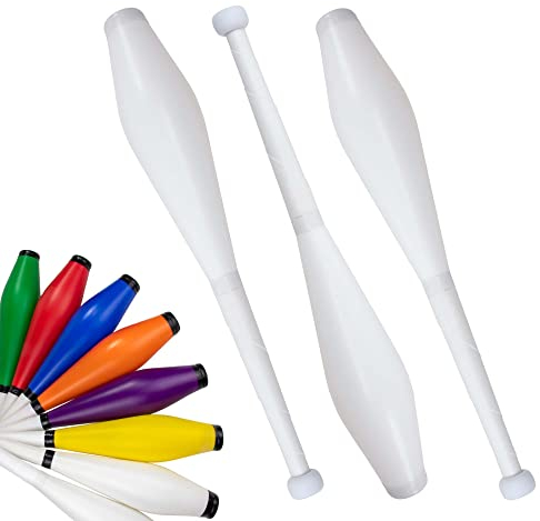Juggle Dream Trainer Street Jonglierkeulen 3er Set Tolle Trainerkeule - Jonglierset für Anfänger und Fortgeschrittene Jongleure (Alles Weiß)