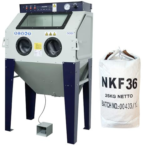 SOGI S-100 Sabbiatrice cabina di sabbiatura + sacco di corindone (25 kg di corindone grana 36 allumina)